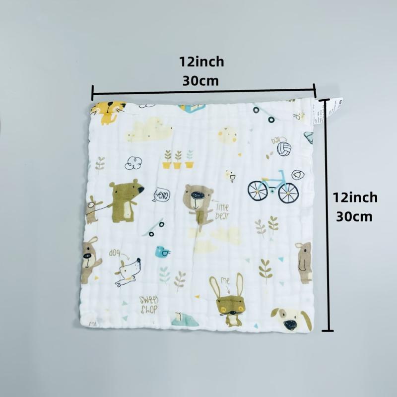 4 Pack Muslin Burp Cloths 100% Cotton Baby Bibs 6 Layers 12''x12''