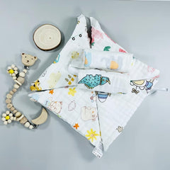 4 Pack Muslin Burp Cloths 100% Cotton Baby Bibs 6 Layers 12''x12''
