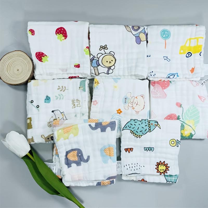4 Pack Muslin Burp Cloths 100% Cotton Baby Bibs 6 Layers 12''x12''