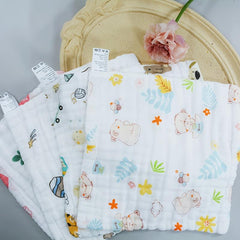 4 Pack Muslin Burp Cloths 100% Cotton Baby Bibs 6 Layers 12''x12''