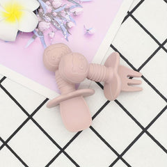 2pcs Silicone Baby Spoon & Fork Set - Safe & Easy Self Feeding Utensils