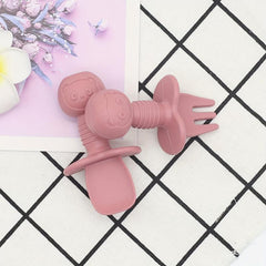 2pcs Silicone Baby Spoon & Fork Set - Safe & Easy Self Feeding Utensils