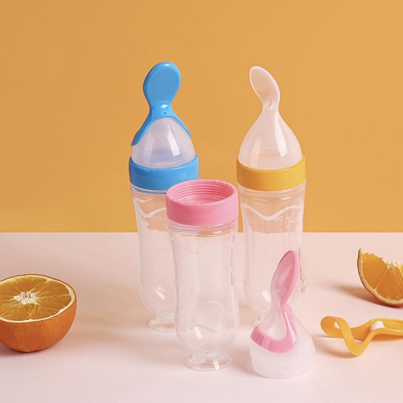 90ml Silicone Feeding Bottle With Spoon & Stand