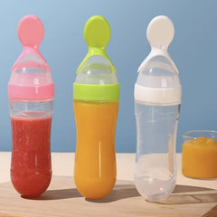 90ml Silicone Feeding Bottle With Spoon & Stand