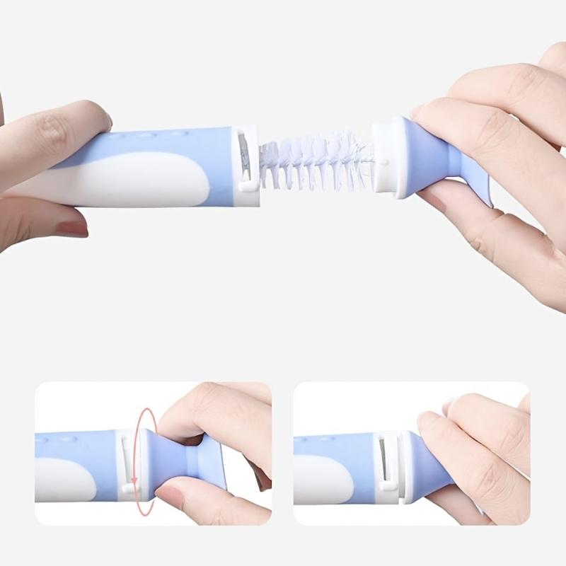 2 in 1 Bristle Bottle Brush w/ Nipple Brush & Stand Baby Bottle Brush Set