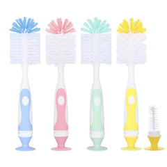 2 in 1 Bristle Bottle Brush w/ Nipple Brush & Stand Baby Bottle Brush Set