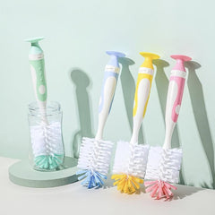 2 in 1 Bristle Bottle Brush w/ Nipple Brush & Stand Baby Bottle Brush Set