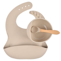 Silicone Baby Feeding Set with Bib, Suction Bowl & Spoon