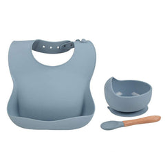 Silicone Baby Feeding Set with Bib, Suction Bowl & Spoon