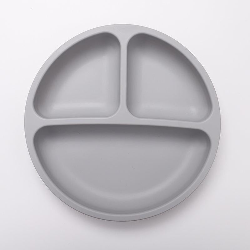Silicone Triple Grid Baby Plate, No Suction