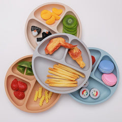 Silicone Triple Grid Baby Plate, No Suction
