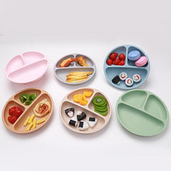 Silicone Triple Grid Baby Plate, No Suction
