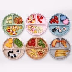 Silicone Triple Grid Baby Plate, No Suction