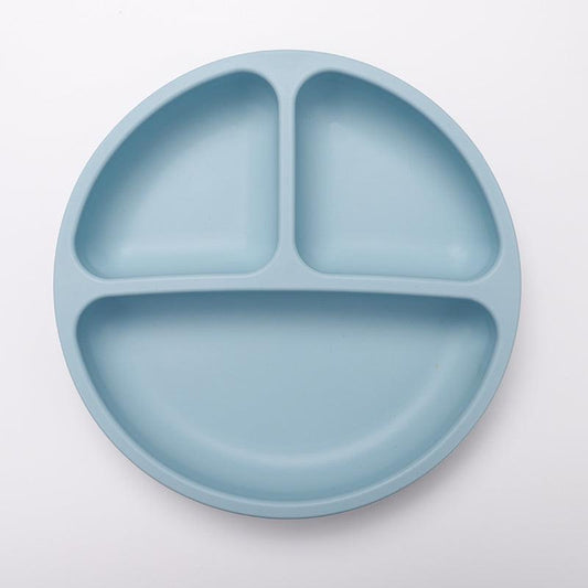 Silicone Triple Grid Baby Plate, No Suction