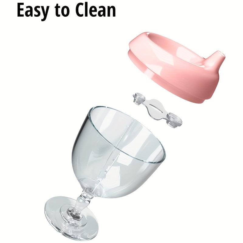Kids Wine Sippy Cup Plastic Glass Lid Baby Goblet Beverage Mug Milk Bottle