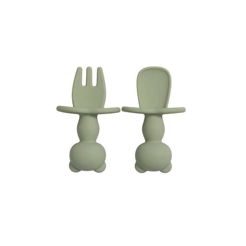 2pcs Baby Training Fork Spoon Set Soft Silicone BPA Learning Tableware