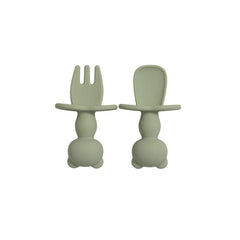 2pcs Baby Training Fork Spoon Set Soft Silicone BPA Learning Tableware