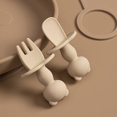 2pcs Baby Training Fork Spoon Set Soft Silicone BPA Learning Tableware
