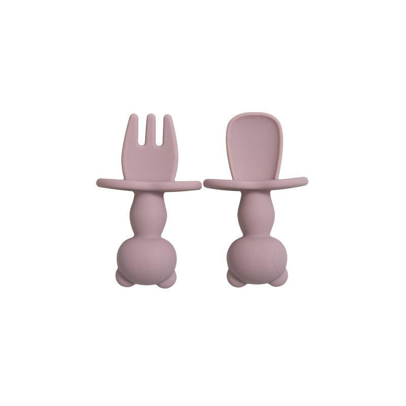 2pcs Baby Training Fork Spoon Set Soft Silicone BPA Learning Tableware