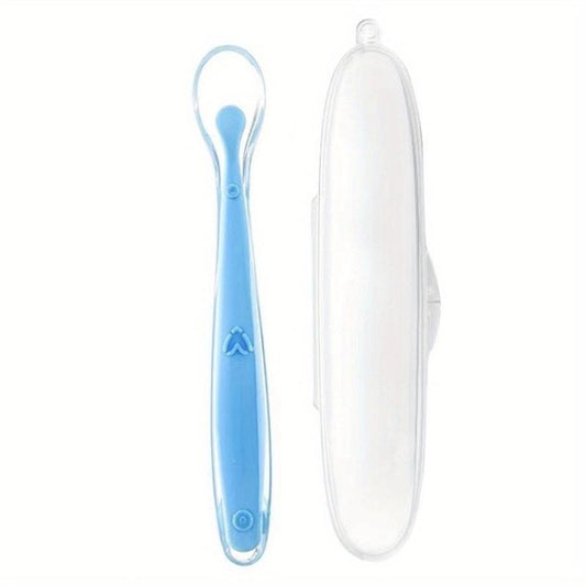 Baby Soft Tip Silicone Spoon with Box Self Feeding Utensils