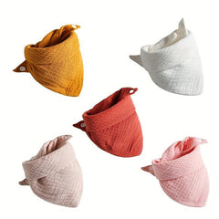 Solid Snap Button Soft Triangle Baby Bibs
