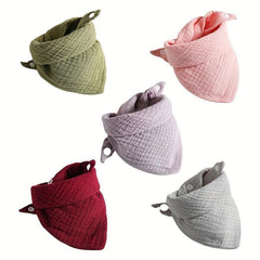 Solid Snap Button Soft Triangle Baby Bibs