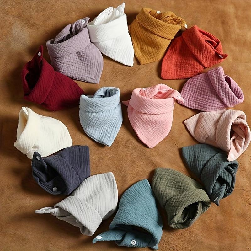 Solid Snap Button Soft Triangle Baby Bibs