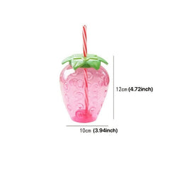 Transparent Strawberry Cup Straw Cup Children Milk Tea Cup