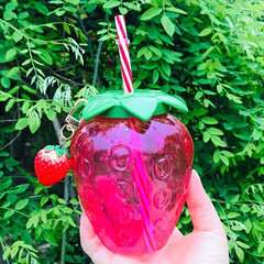 Transparent Strawberry Cup Straw Cup Children Milk Tea Cup