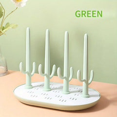 Cactus Baby Bottle Draining Rack - Green