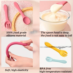 Silicone Baby Spoon & Fork Feeding Set