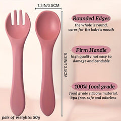 Silicone Baby Spoon & Fork Feeding Set