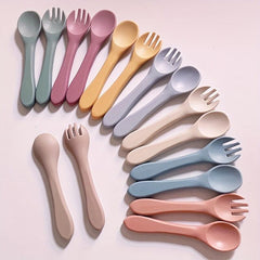 Silicone Baby Spoon & Fork Feeding Set