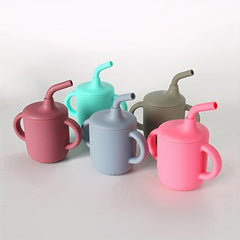 Silicone Training Cup With Straw Non Slip Handles NO BPA