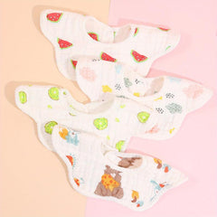 2pcs Cotton Baby Bibs Petal Absorbent Newborn Burp Cloths Bandana Scarf