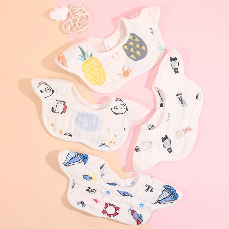 2pcs Cotton Baby Bibs Petal Absorbent Newborn Burp Cloths Bandana Scarf