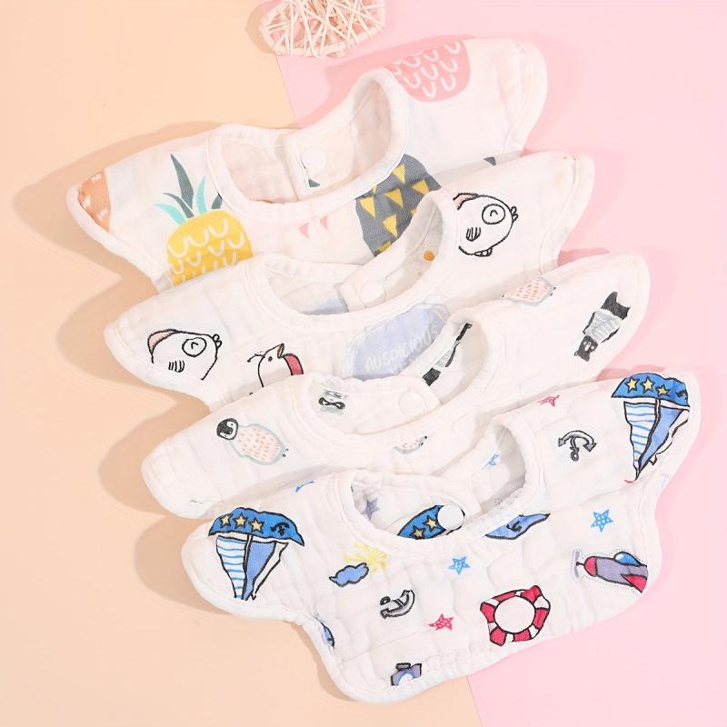 2pcs Cotton Baby Bibs Petal Absorbent Newborn Burp Cloths Bandana Scarf