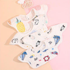 2pcs Cotton Baby Bibs Petal Absorbent Newborn Burp Cloths Bandana Scarf