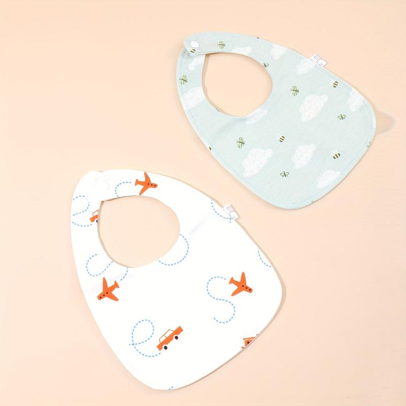 2pcs Cotton Gause Baby Bibs Infants Kids Bandana Burp Cloths Soft