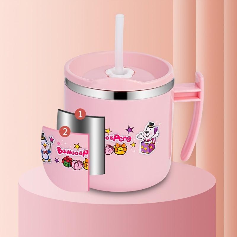 Kids' 304 Stainless Steel Straw Cup with Anti Fall Protection