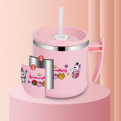 Kids' 304 Stainless Steel Straw Cup with Anti Fall Protection