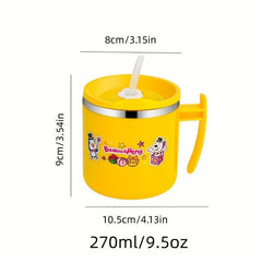Kids' 304 Stainless Steel Straw Cup with Anti Fall Protection