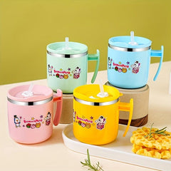 Kids' 304 Stainless Steel Straw Cup with Anti Fall Protection