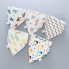 5pcs Baby Bib Triangle Double Layer Button Waterproof Newborn Bib