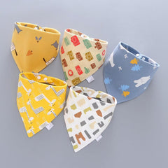 5pcs Baby Bib Triangle Double Layer Button Waterproof Newborn Bib