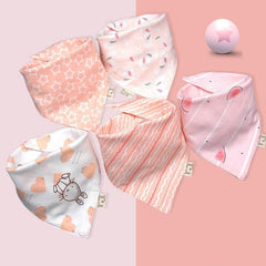 5pcs Baby Bib Triangle Double Layer Button Waterproof Newborn Bib