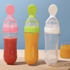 Silicone Baby Food Feeder Bottle with Spoon & Stand