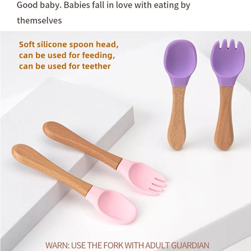 Eco Silicone Toddler Feeding Spoon&Fork Dishwasher Safe
