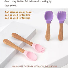 Eco Silicone Toddler Feeding Spoon&Fork Dishwasher Safe