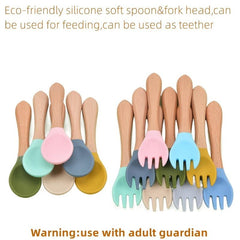 Eco Silicone Toddler Feeding Spoon&Fork Dishwasher Safe